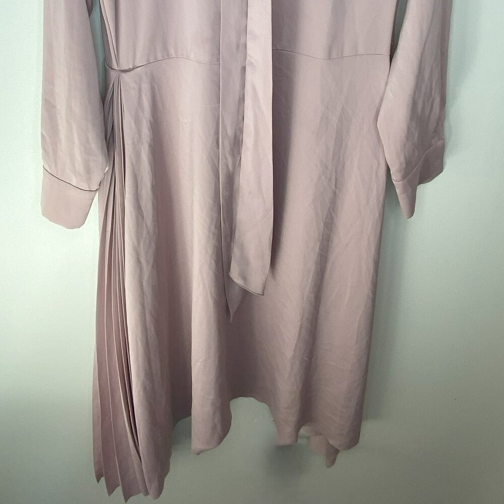 No Tag - HM, Pink, pleated, long cuffed sleeve, neck bow dress, Size M - Picture 3 of 7